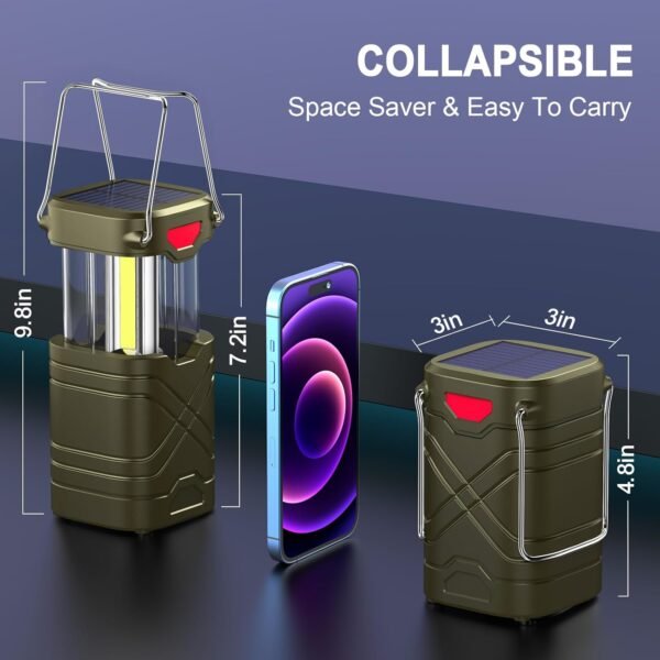 LETMY 4 Pack Camping Lantern, Rechargeable LED Lanterns, Solar Lantern Battery Powered Hurricane Lanterns Flashlight with 3 Powered Ways & USB Cable for Emergency, Power Outage, Hurricane Supplies - Image 4