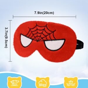 Sleep Mask for Kids – Cute Cartoon Plush Fuffy Sleeping Eye Cover Red Kawaii Soft Eyeshade with Adjustable Strap Animal Eye Blindfold for Kids Girls Boys Teens
