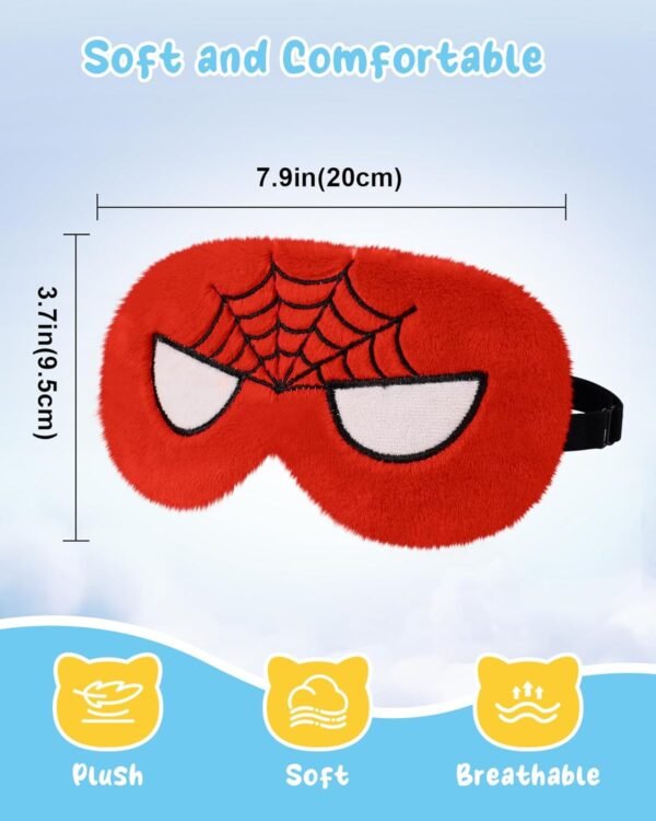 Sleep Mask for Kids - Cute Cartoon Plush Fuffy Sleeping Eye Cover Red Kawaii Soft Eyeshade with Adjustable Strap Animal Eye Blindfold for Kids Girls Boys Teens - Image 2
