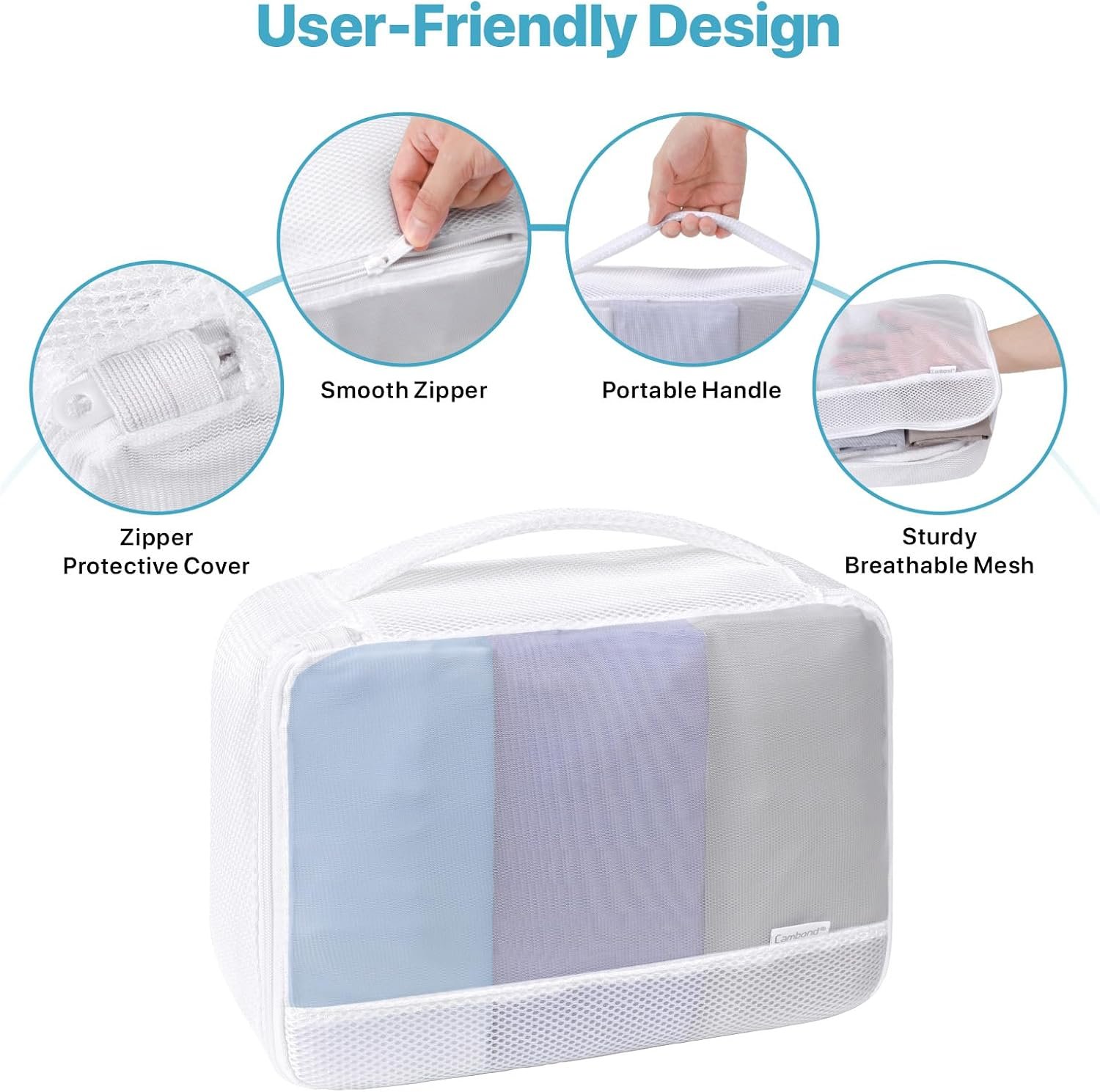 Cambond Dual-Use Mesh Packing Cubes Laundry Bag - See Through Packing Cubes for Travel, Lightweight Machine Washable Mesh Laundry Bags Wash Bags with Handle, Travel Bags Luggage Suitcase Organizer - Image 9