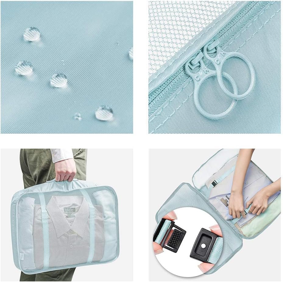 Packing Cubes 7 Pcs Travel Luggage Packing Organizers Set with Toiletry Bag (Pale blue) - Image 3