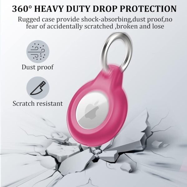 4 Pack IPX8 Waterproof Airtag Keychain with Airtag Holder Case,Full Body Shockproof,Anti-Scratch Cover Air tag for Cat,Dog,Keys,Luggage,Wallet（Black&Rose Pink&Blue&Black） - Image 3