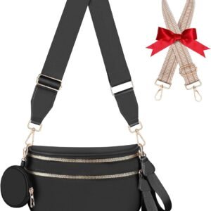 Bum Bags for Women Checkered Crossbody Bag with Removable Wallets Large Nylon Belt Purse Fanny Packs, Bonus with a Extra Strap