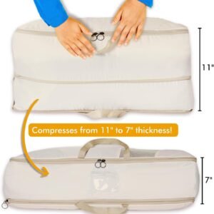 2-pack XXL Comforter Storage Bag – Space Saving Compression Bag for Pillows, Blankets, Bedding -Collapsible Extra Large Mesh Packing Cube – Queen King (2-pack Large Size 28x20x11″)