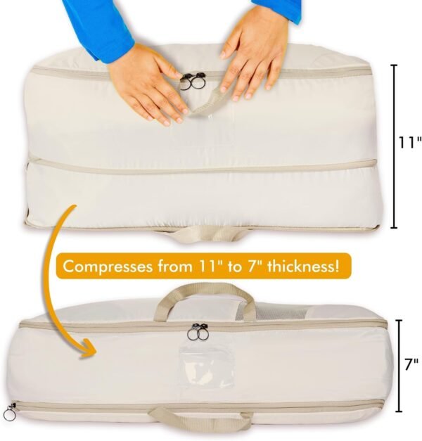 2-pack XXL Comforter Storage Bag - Space Saving Compression Bag for Pillows, Blankets, Bedding -Collapsible Extra Large Mesh Packing Cube - Queen King (2-pack Large Size 28x20x11") - Image 2