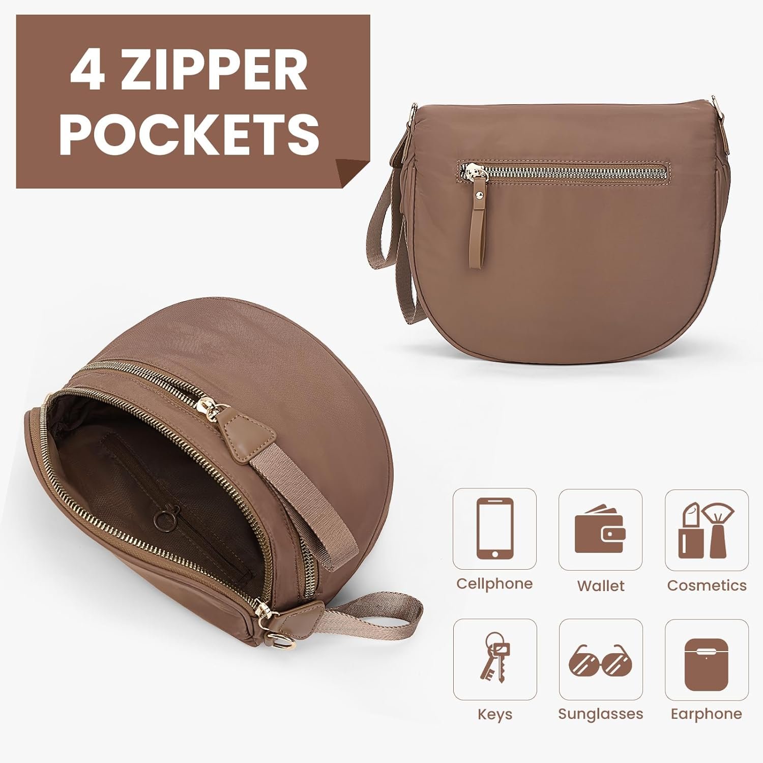 Lushandy Bum Bags for Women, Checkered Crossbody Bag Nylon Crossbody Purse Lightweight Fanny Pack Large Belt Bag for Travel - Image 4