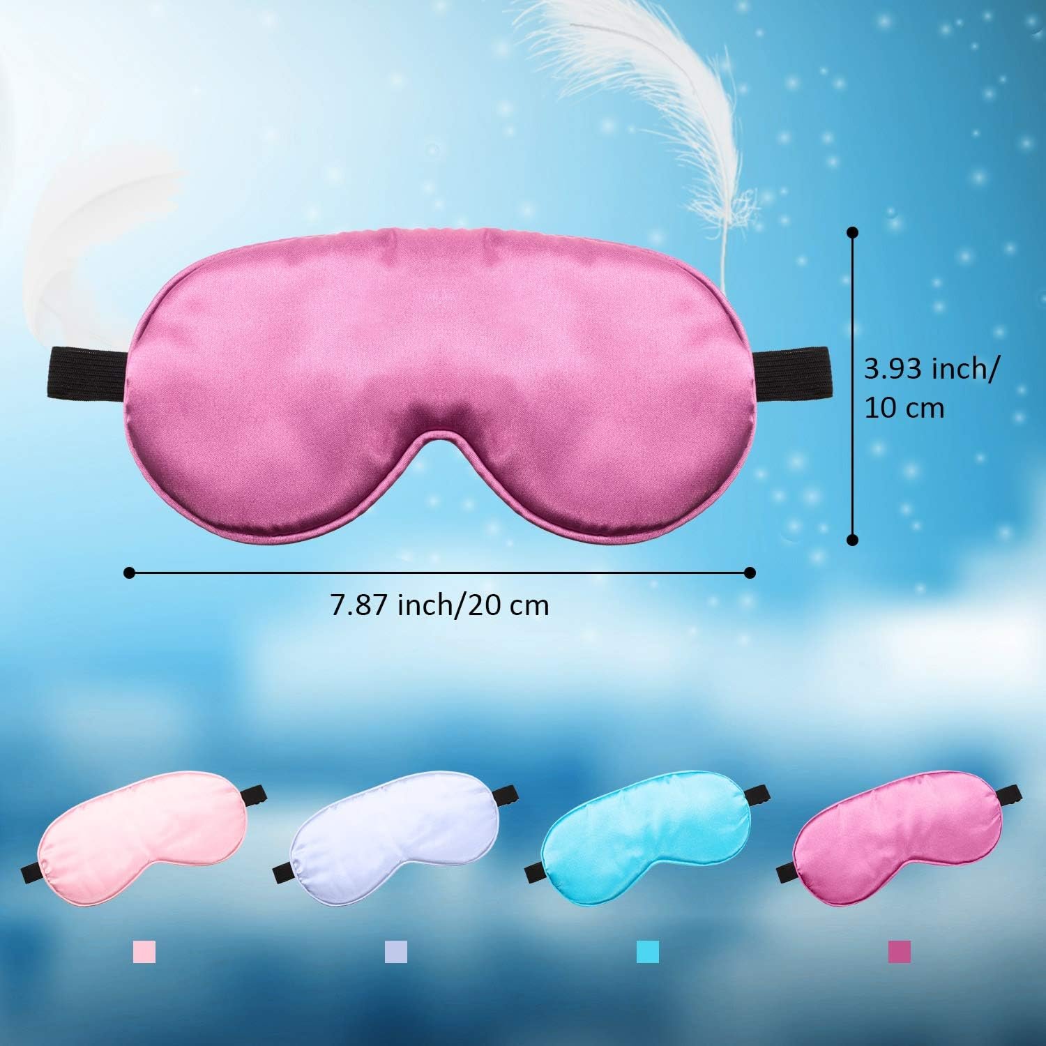 BBTO 8 Pcs Sleep Mask, Silk Eye Mask for Sleeping with Adjustable Strap, Blackout Sleeping Eye Blindfold Soft Silk Mask for Men Women Adults (Light Color) - Image 3