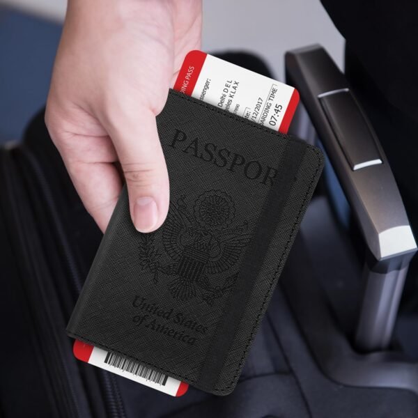 RSAquar Passport and Vaccine Card Holder Combo, Passport Holder Cover Wallet, Leather Card Case Travel Accessories with RFID Blocking for Women and Men, Y-Black - Image 6