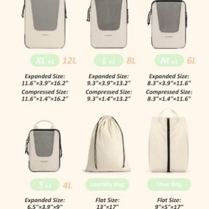 BAGSMART Compression Packing Cubes for Travel, 6 Set/4 Set Packing Cubes for Suitcases, Compression Suitcase Organizer Bags Set for Travel Essentials, Lightweight Packing Organizers
