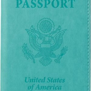 TIGARI Passport Holder for Travel Women Men, PU Leather Passport Wallet Cover Case Sleeve, Waterproof Protected Document Organizer, Family Vacation Plane Cruise Travel Essentials-Teal