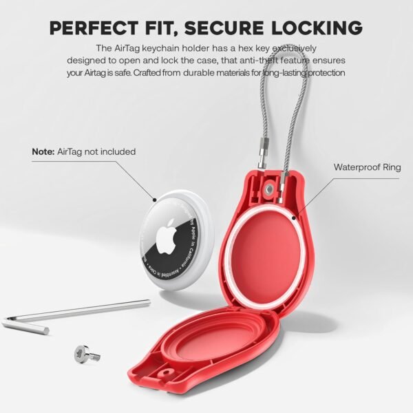 Waterproof AirTag Keychain Holder, Air tag Lock Case with Wire Cable Compatible with Apple AirTags, Durable & Secure Anti-Lost Protective Case with Keyring for Backpack, Key, Luggage (4 Pack) - Image 5