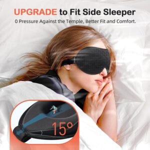 INNELO 3D Contoured Sleep Mask for Side Sleepers – 100% Light Blocking Sleeping Mask for Men & Women, Soft and No Pressure on Eyes – Airplane Blindfold, Night Eye Cover for Travel, Nap, Yoga, Black