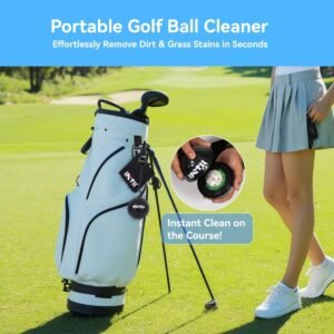 Portable Golf Ball Cleaner More Lightweight, Home Golf Ball Washer for Bag & Cart, with Replaceable Sponges, Clip-On Design, Premium Golf Accessories Gift