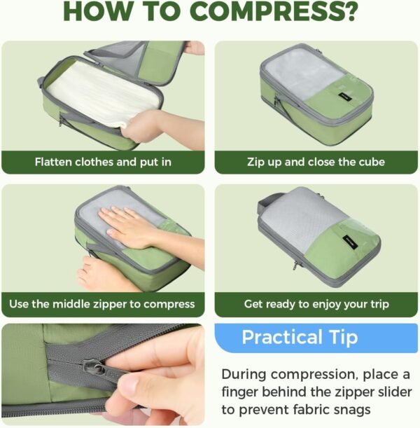 BAGAIL 6 Set/4 Set Lightweight Compression Packing Cubes for Travel, Anti-Tearing Expandable Organizer Bags for Suitcase - Image 5