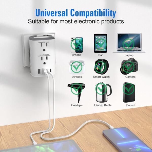 Voltage Converter Us to Europe, 220v to 110v Power Adapter, European Plug Power Converter 2500w, Transformer for Curly Hair Dryer, Travel Adapter Worldwide Step Down， - Image 5