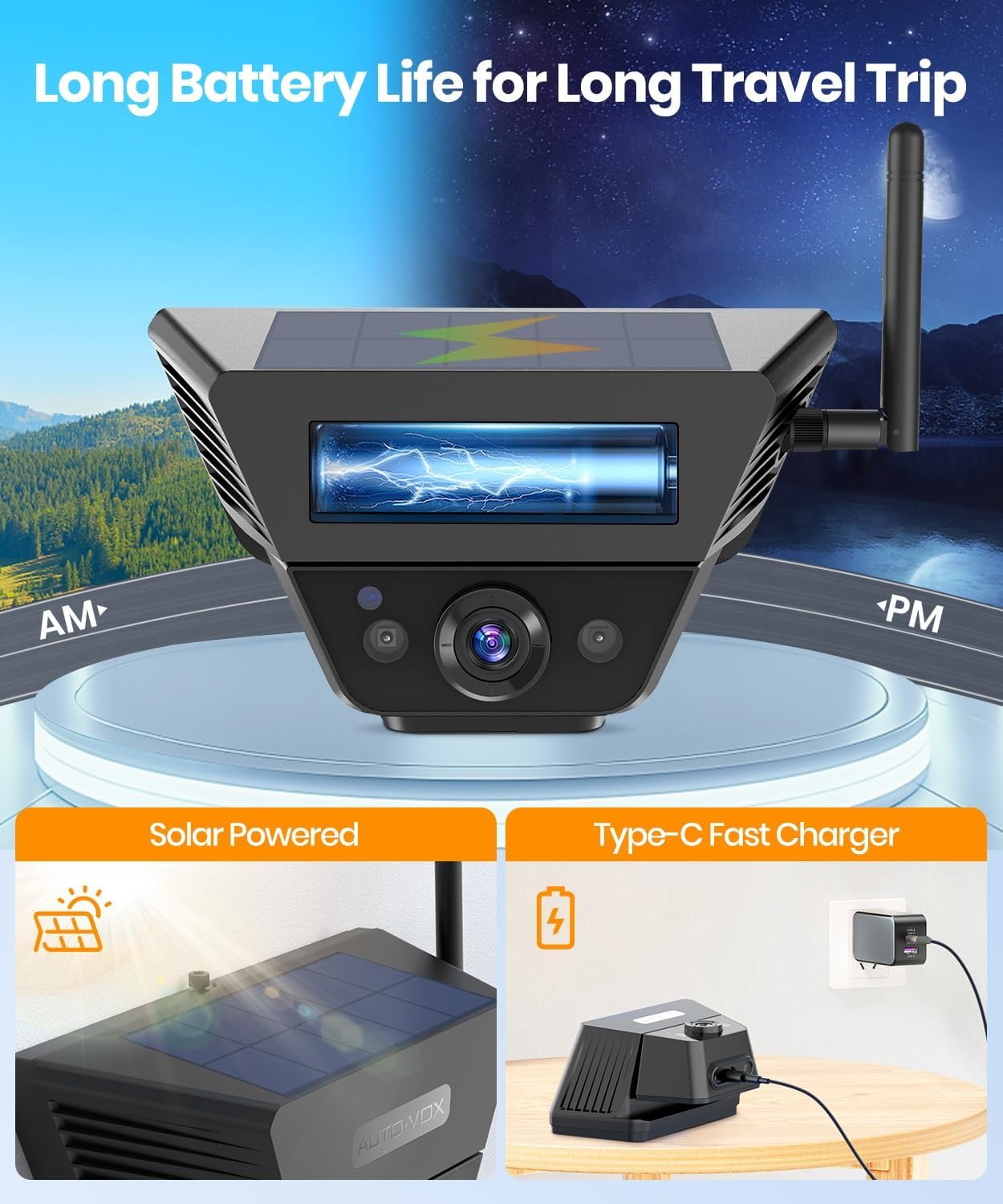 Solar Backup Camera Wireless for RVs and Trailers No-Installation - 7.2" HD 1080P Monitor,Dual Camera System, Strong Magnetic Scratch-Proof Rear View Camera for Trucks, Campers, SUVs, and Cars - Image 3