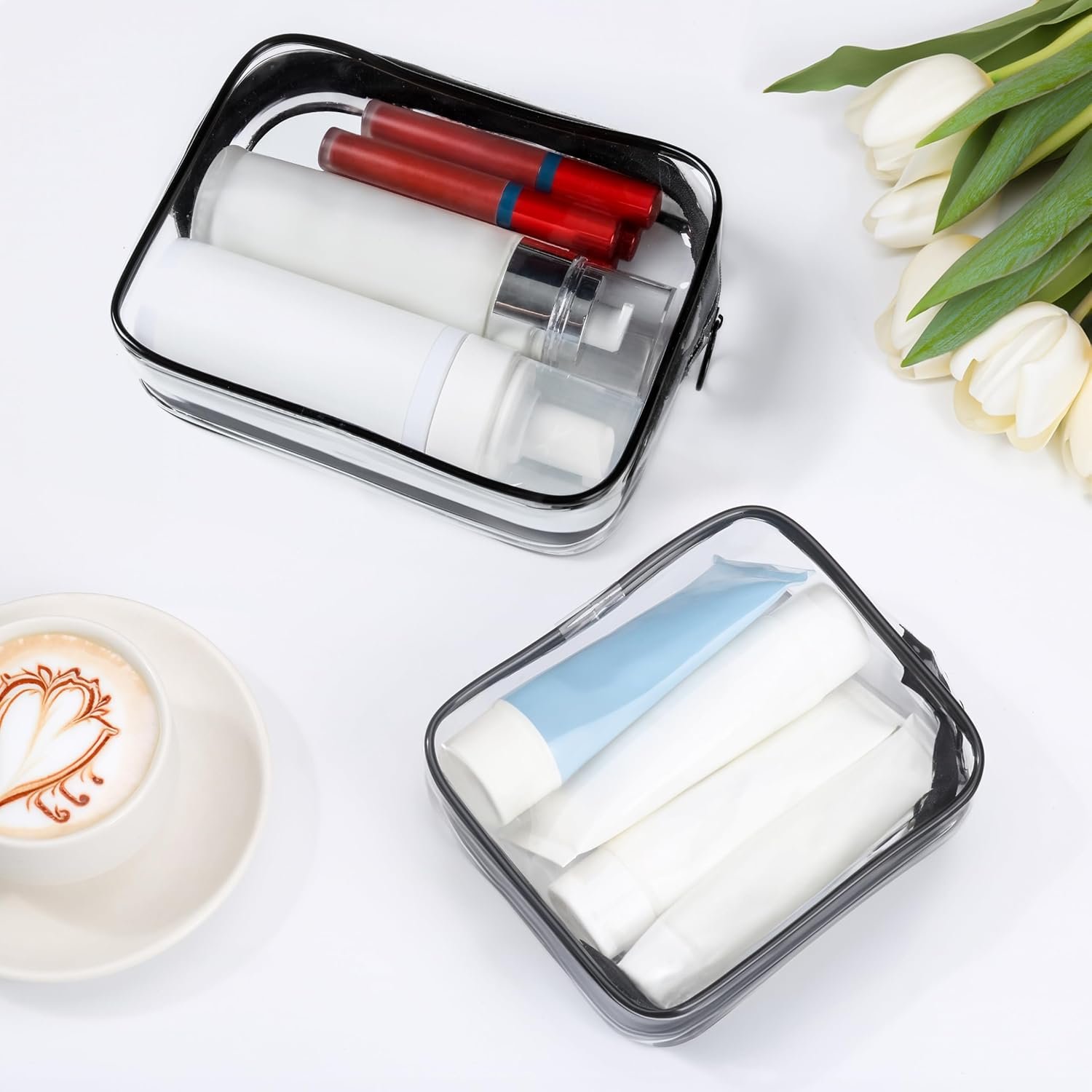 TSA Approved Toiletry Bag,2 Pack Clear Toiletry Bag, Quart Size Travel Essential Bags for Toiletries,Clear Makeup Bag Organizer, Carry on Cosmetic Bags for Women,Black - Image 6