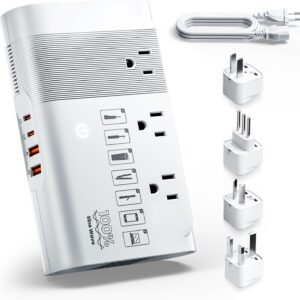 DOACE 500W Universal Travel Adapter 220V to 110V Voltage Converter, Pure Sine Wave European Travel Plug Adapter Converter, Transformer for US to Most Europe,UK/AU/EU/IT with 3 US Outlets & 4 USB