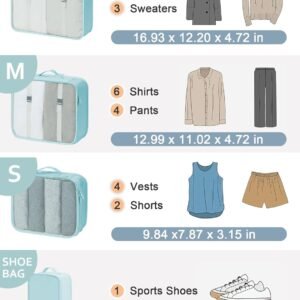DIMJ Packing Cubes for Travel – Luggage Organizer Bags 8 Pcs Packing Cubes for Suitcases Lightweight Suitcase Organizer Bags set with Makeup Bag for Travel Accessories (Blue)