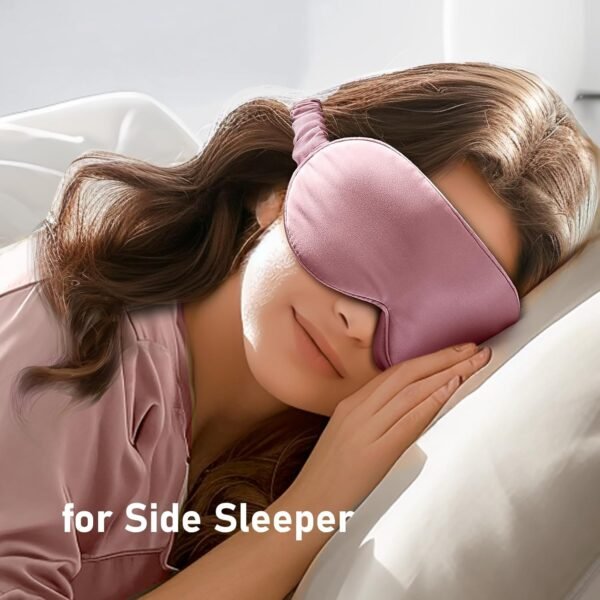 LitBear 100% 22 Momme Mulberry Silk Sleep Mask - 3D Contoured Eye Mask for Men & Women, Soft Breathable Sleeping Mask with Adjustable Strap, Perfect Blocks Light for Sleeping (Bean Pink) - Image 9