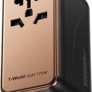 MOMAX Universal Travel Adapter, 170W GaN International Power Adapter, 2 USB-C 2 USB-A, Worldwide Travel Plug Adapter, International Power Adapter for Most Europe, USA, Japan, Australia (Type C/A/G/I)