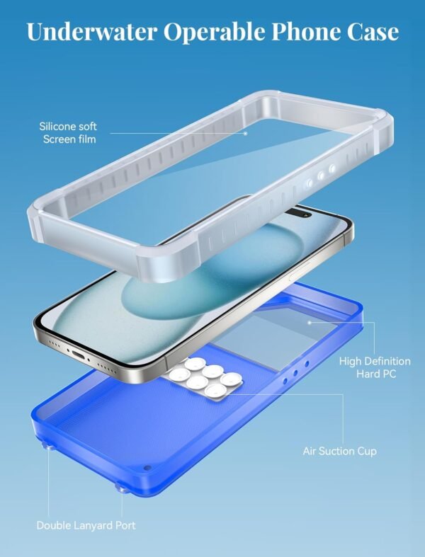 TOPGO Waterproof Phone Case with Crossbody Lanyard for Snorkeling, Diving and Filming [Underwater Screen Touchable & Water Protector] Cell Phone Dry Box Up to 7 inch for iPhone/Galaxy/Pixel- Blue - Image 8