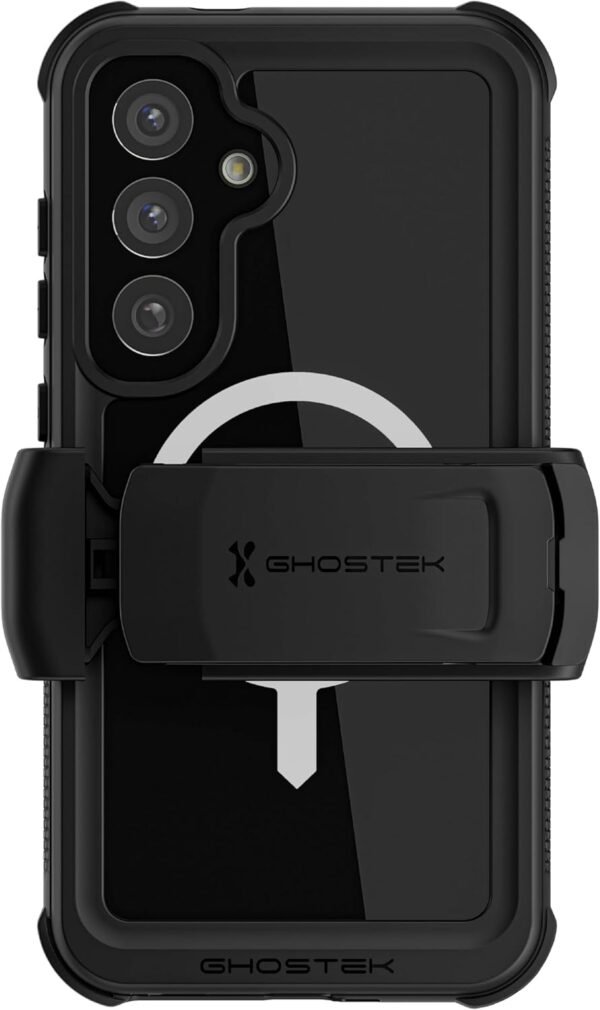 Ghostek Nautical S25 Plus Waterproof Case with Belt Clip, Screen Protector and Camera Lens Cover Rugged Magnetic MagSafe Compatible with Samsung Galaxy S25+ 2025 (6.7") (Black)
