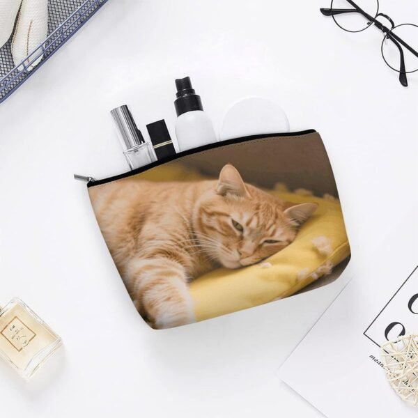 Waterproof Travel Makeup Bag Case Organizer, PU Leather Cozy Cat Cosmetic Bags, Small Toiletry Case Cute, Portable Zipper Pouch for Women Men, Travel Accessories - Image 5
