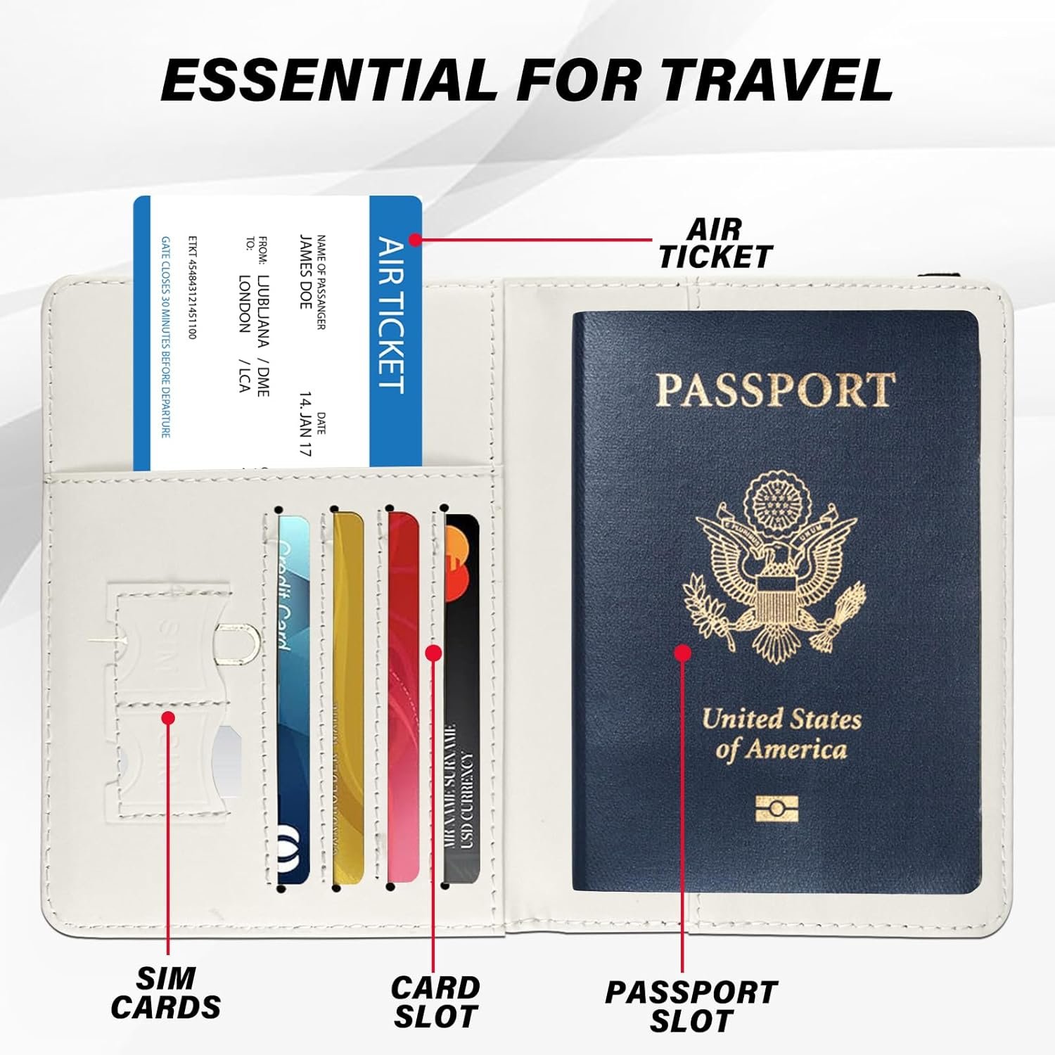 Cute Passport Holder and Holder Combo Passport Cover with Compatible Wallet Credit Card Protector RFID Blocking Women Men (Black) - Image 5