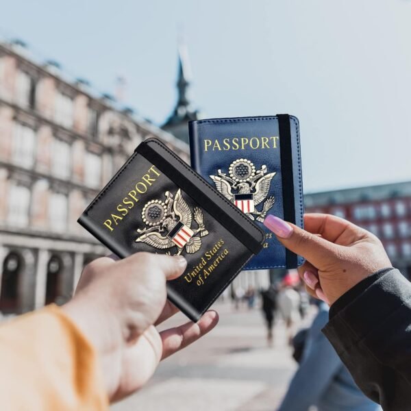 Herain Passport Holder Wallet Cover Case for Men Women Family, Metal US Badge Passport Book Holers with RFID Blocking, Travel Essentials Cruise Must Haves - Image 7