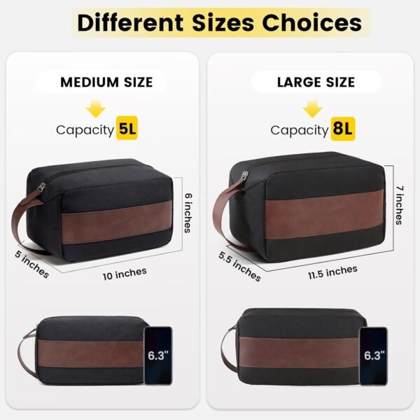 Vorspack Toiletry Bag for Men - Large Dopp Kit for Travel Water Resistant Travel Bag for Toiletries Accessories Lightweight Toiletries Bag - Black - Image 2