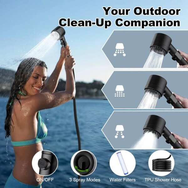 Portable Shower for Camping,5 Gal/20L Solar Heating Camping Shower Bag with Shower Pump,Shower Head,Essential for Camping,Festivals,Overlanding,Beach Trips,Outdoor Showers (Eco Foot Pump) - Image 4