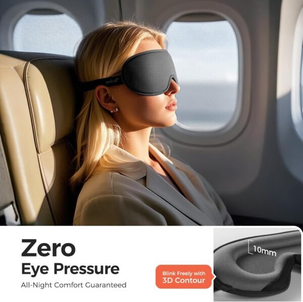 pack all Light Blocking Sleep Mask for Men and Women, 3D Eye Mask for Pressure-Free Sleep, Soft Sleeping Eye Cover with Adjustable Elastic Strap, Grey - Image 2