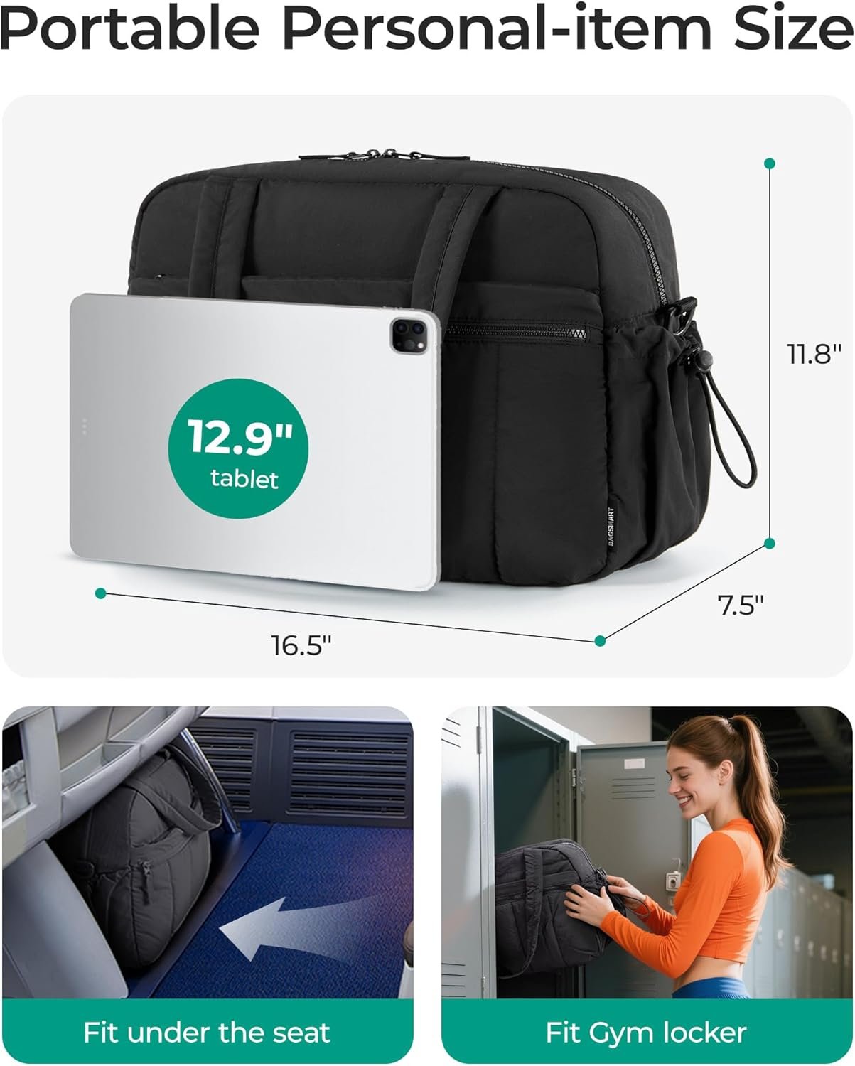 BAGSMART Gym Bag for Women, Duffle Bag for Travel with Wet Pocket, Lightweight Carry on Weekender Duffel, Water Resistant - Image 2