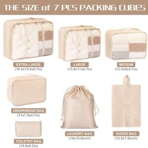 Packing Cubes 7 Set Travel Cubes for Suitcases Lightweight Luggage Packing Orginzers