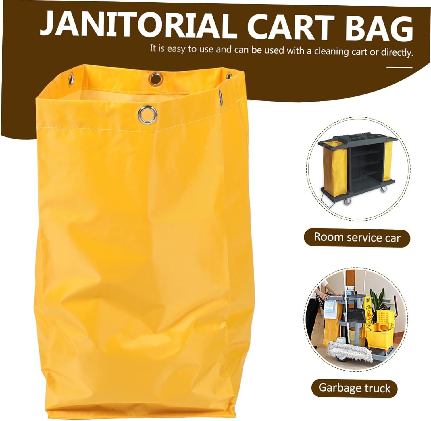 Heavy Duty Janitorial Cart Bag with Metal Hanging Tear Resistant Cleaning Cart Replacement Pouch for Housekeeping and Supply Transport Easy to Clean Canvas Trolley Bag - Image 3