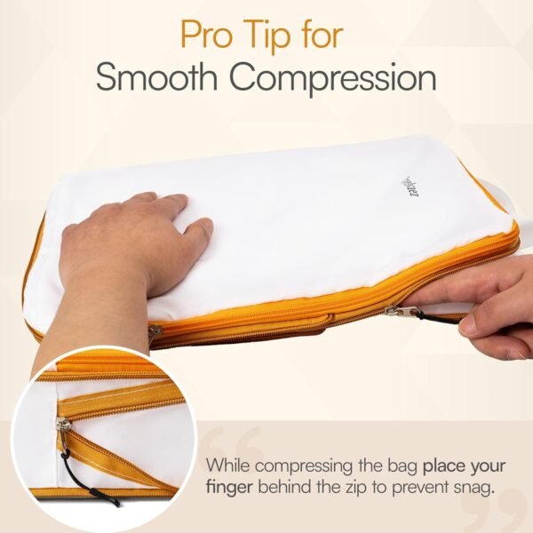 6 Set Compression Packing Cubes. Expandable and Lightweight Packing Cubes for Travel with Laundry Bag. (White). - Image 7