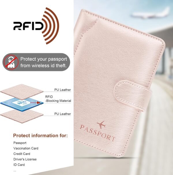 Herain Passport Holder for Travel, Passport Cover Wallet Case Women Men Travel Cruise Essentials, RFID Passport Book Holders Travels Gifts Must Haves Accessories - Image 5