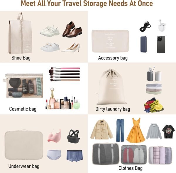 8 Set Packing Cubes for Travel Suitcase Organizer Bags Luggage Packing Cubes Set Travel Essentials Accessories Gifts for Women - Image 3