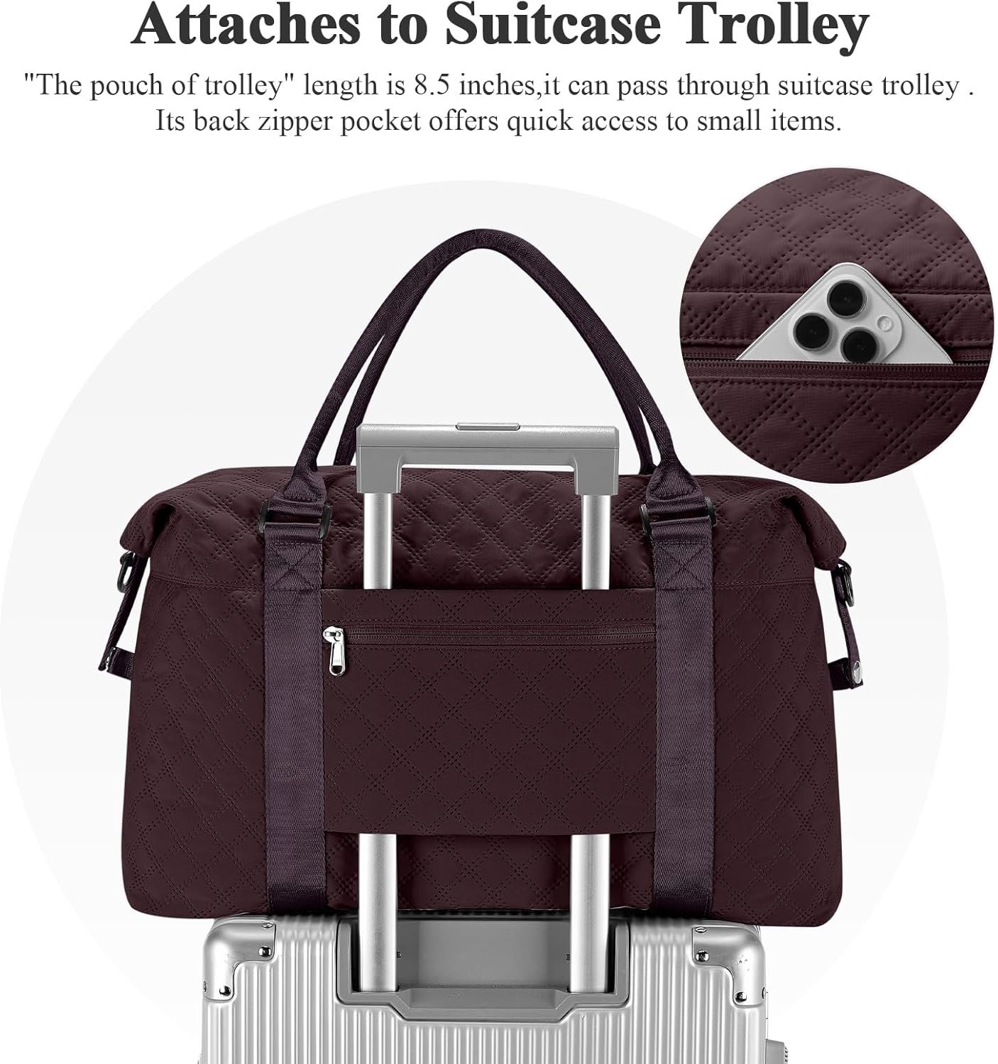 Travel Duffel Bag,Sports Tote Gym Bag,Shoulder Weekender Overnight Bag for Women - Image 5