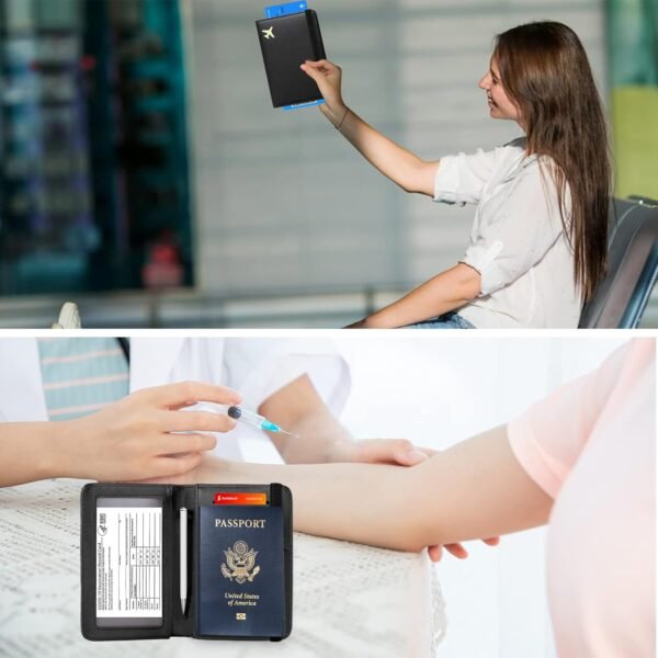 ZOPPEN Passport Holder Wallet, Passport Cover Travel Wallet Women Travel Essentials Accessories Document Organizer Travel Must Haves Rfid Blocking Cover Case for Women and Men, Black - Image 3