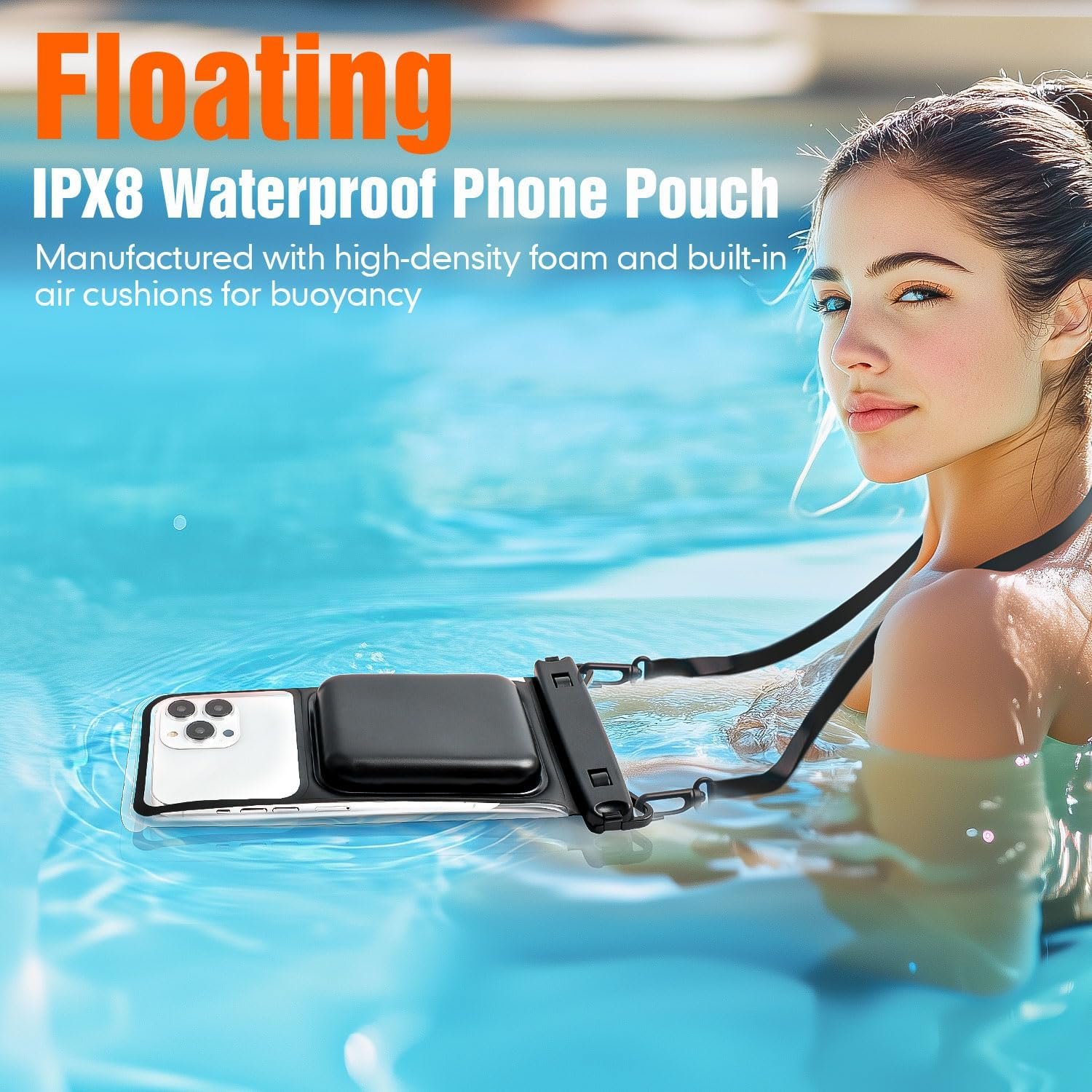 Niveaya Floating Waterproof Phone Pouch - 2 Pack Waterproof Dry Bag Case-Up to 8.5", Waterproof Phone Case with Adjustable Lanyard, Vacation Beach Swimming Pool Kayak Cruise Travel Essentials - Image 2