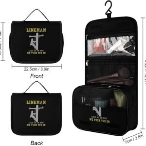 Lineman Travel Toiletry Bag Full Print Wash Makeup Bag Portable Cosmetic Organizer with Hook Handbag