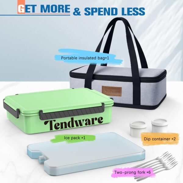 Chilled Portable Snackle Box Container with Reusable Ice Pack Bonus Insulated Bag 2Dip Container Divided Serving Tray Beach Essentials for Charcuterie Road Trip Picnic Family Party (Lime Green) - Image 5