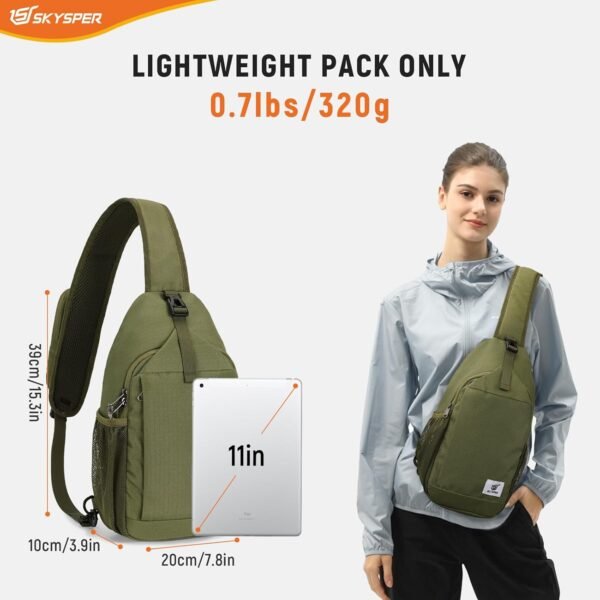 SKYSPER Sling Bag RFID Cross Body Bag Recycled Crossbody Backpack Travel Daypack - Image 6