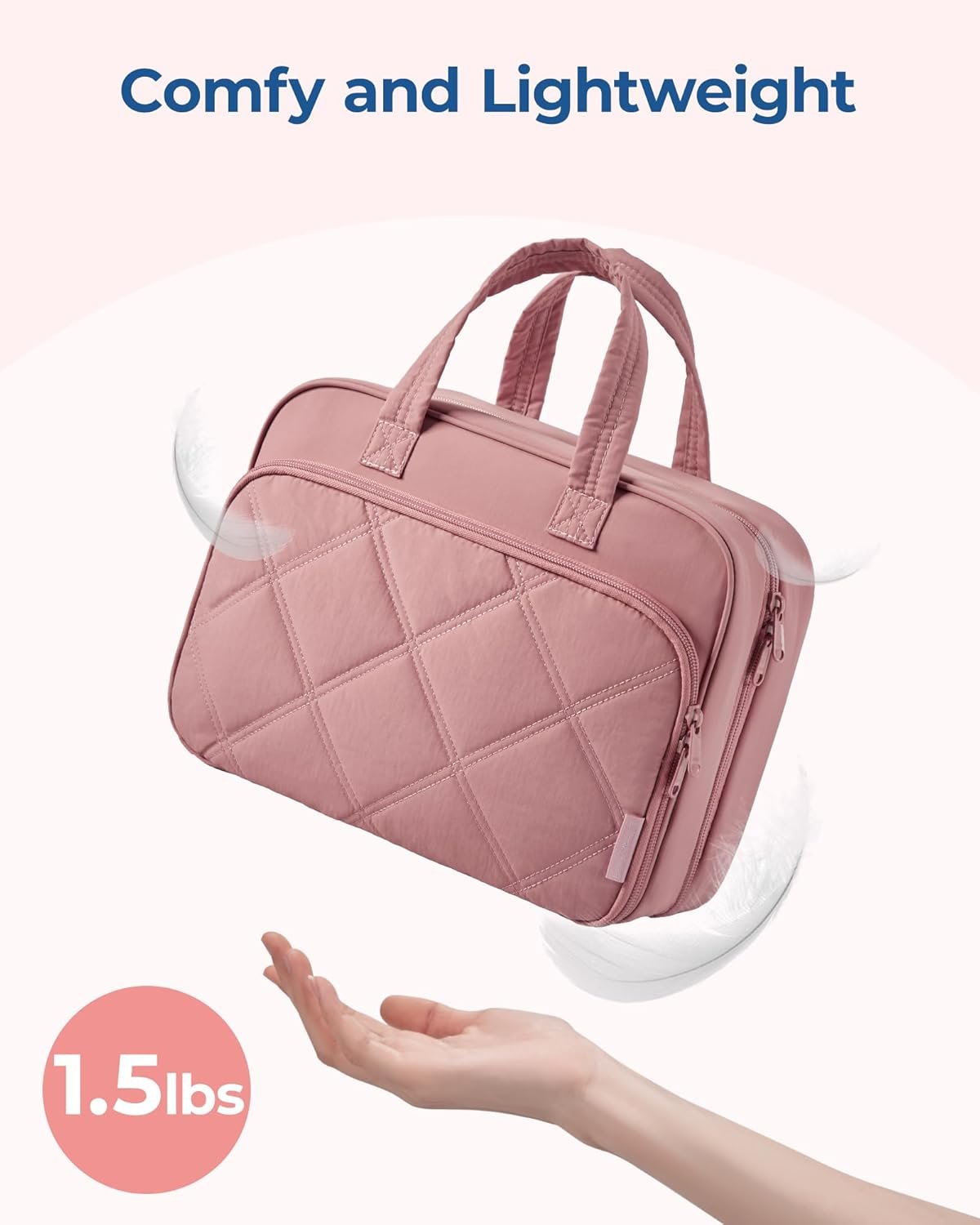 BAGSMART HangingToiletry Bag for Women, Puffy Travel Toiletry Bag with Jewelry Organizer, Waterproof Cosmetic Makeup Bag Compartment, Toiletries Kit Set for Traveling, Accessories, Essentials (Large) - Image 4