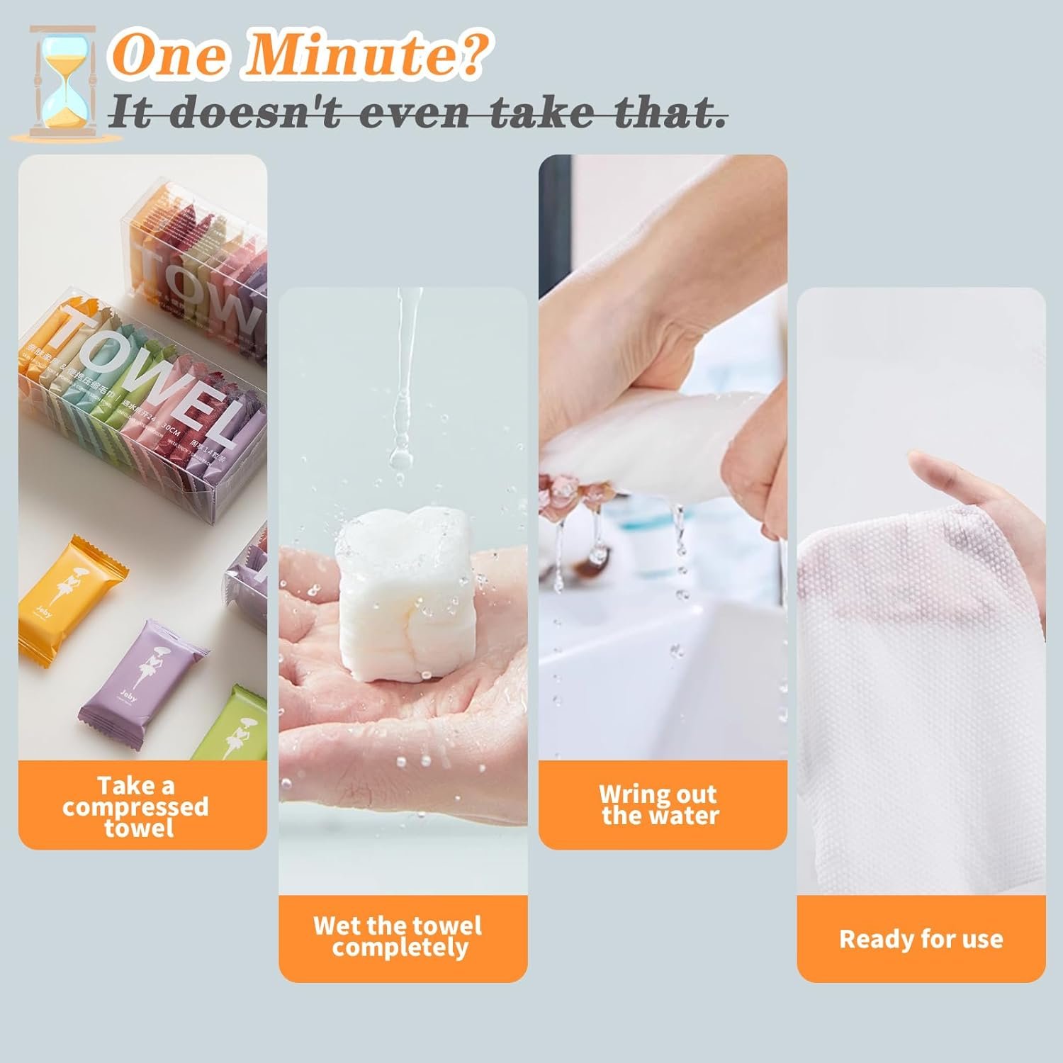 42Pcs Premium Compressed Towels, Disposable Washcloths for Travel, Thicker Super Absorbent Compressed Washcloths for Camping or Travel… - Image 4