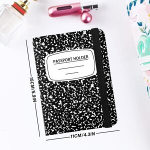 Cute Passport Holder and Holder Combo Passport Cover with Compatible Wallet Credit Card Protector RFID Blocking Women Men (Black)