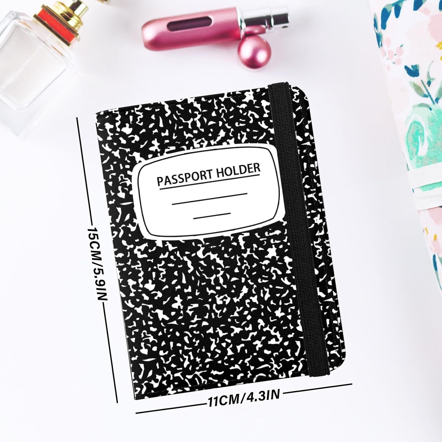 Cute Passport Holder and Holder Combo Passport Cover with Compatible Wallet Credit Card Protector RFID Blocking Women Men (Black) - Image 2