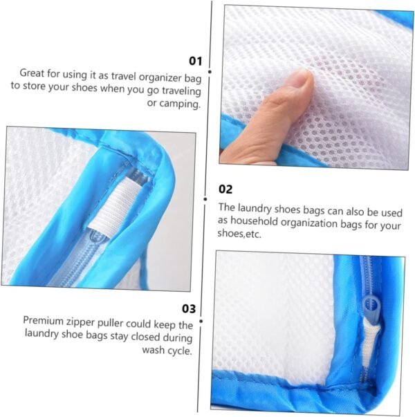 Unomor Thickened Mesh Shoe Washing Bag for Laundry Machine Protective Shoe Laundry Wash Bag with Fine Breathable Mesh Portable Organizer Pouch Preventing Deformation and Damage Suitable - Image 5